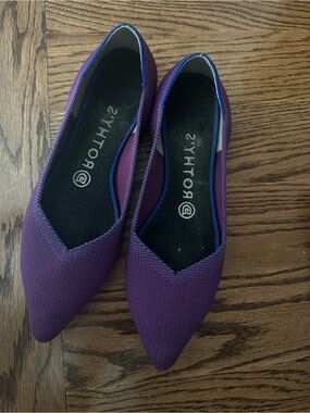 Rothy's Purple Pointed Knit Flats, Sz 7.5